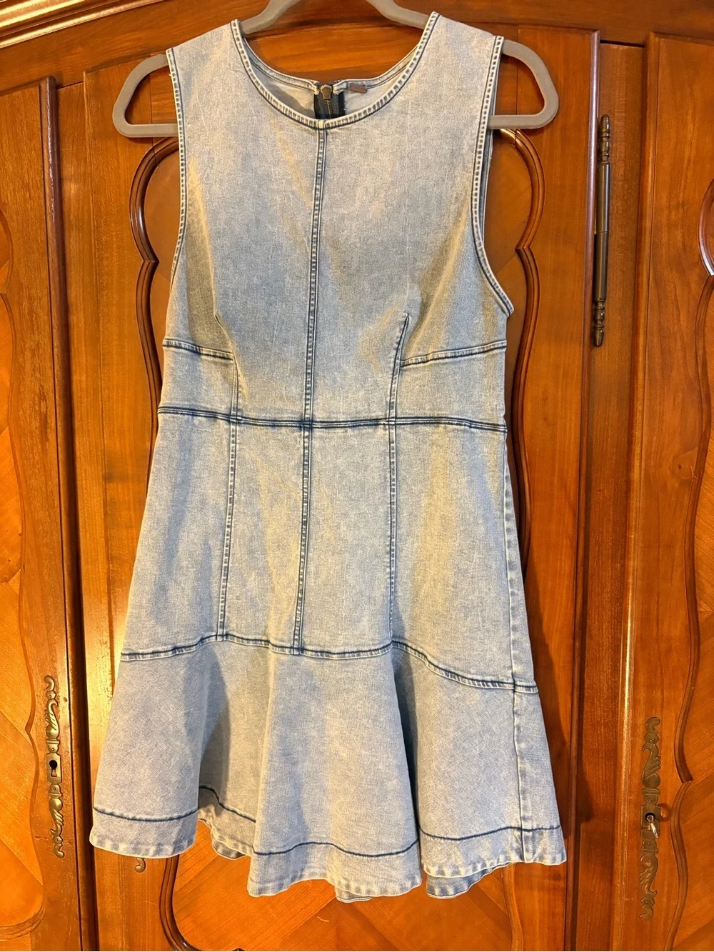 Free People Alex stretch Denim Flare Bottom Dress - Size 10 #1264